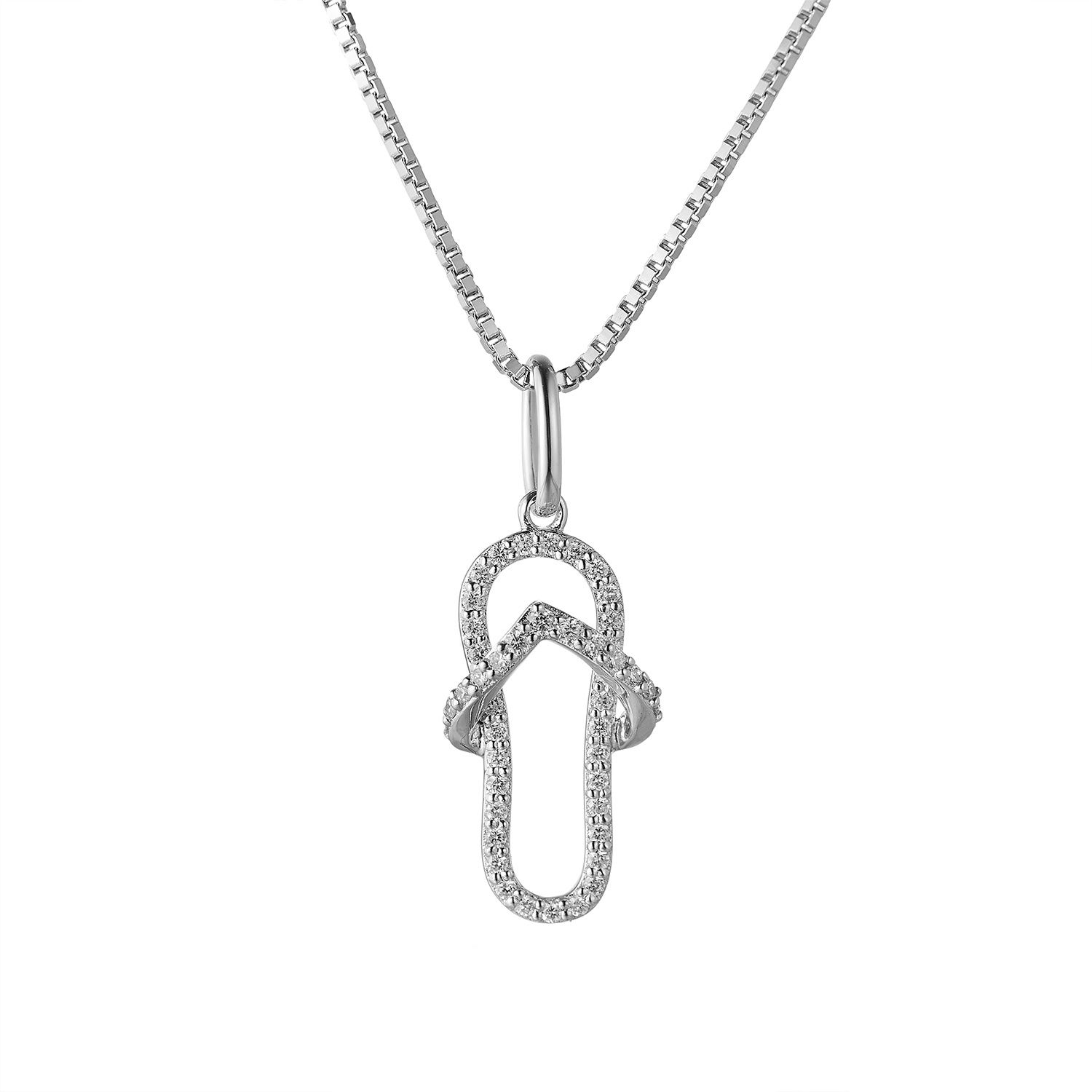 14K White Gold Round Natural Diamond  Pendant Necklace MZ71791