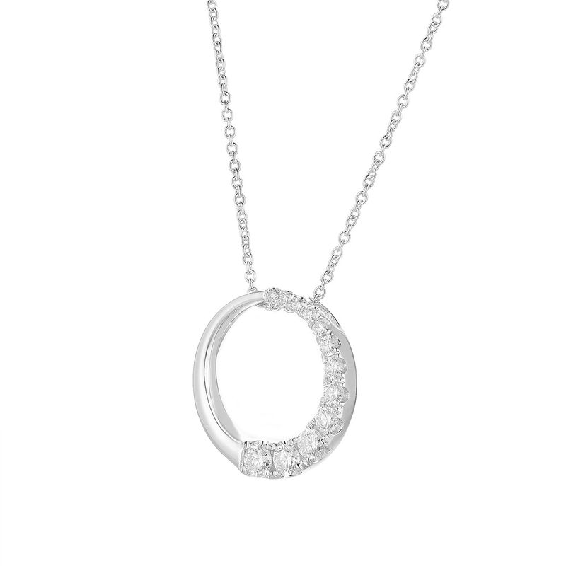 14K White Gold Round Natural Diamond  Necklace Natural Diamond MZ71008