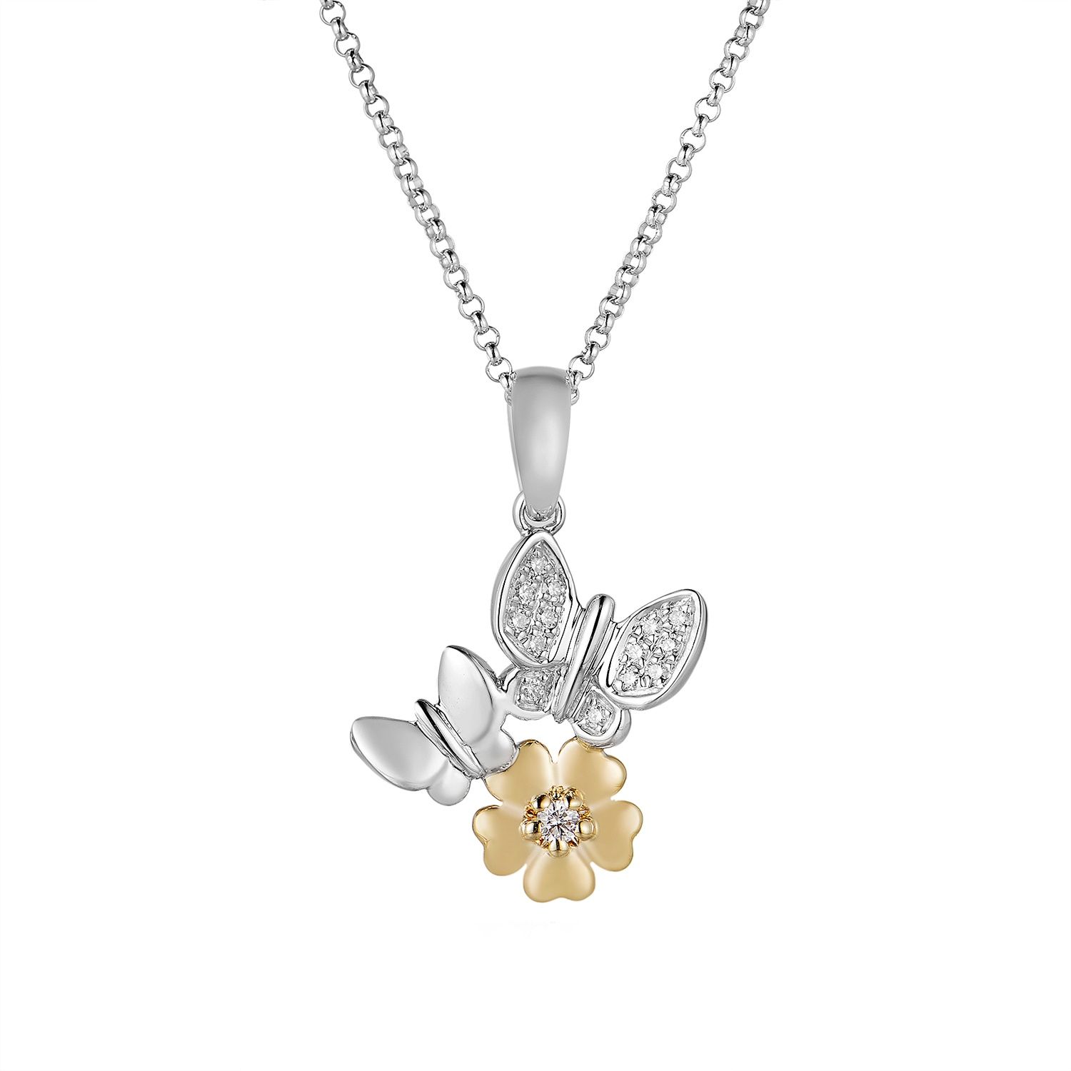 14K Yellow Gold 14K White Gold Pendant Necklace MZ9943