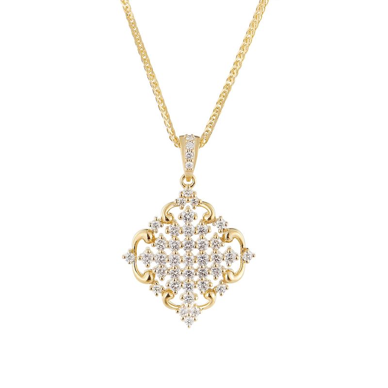 14K Yellow Gold Natural Diamond  Pendant Necklace MZ10223