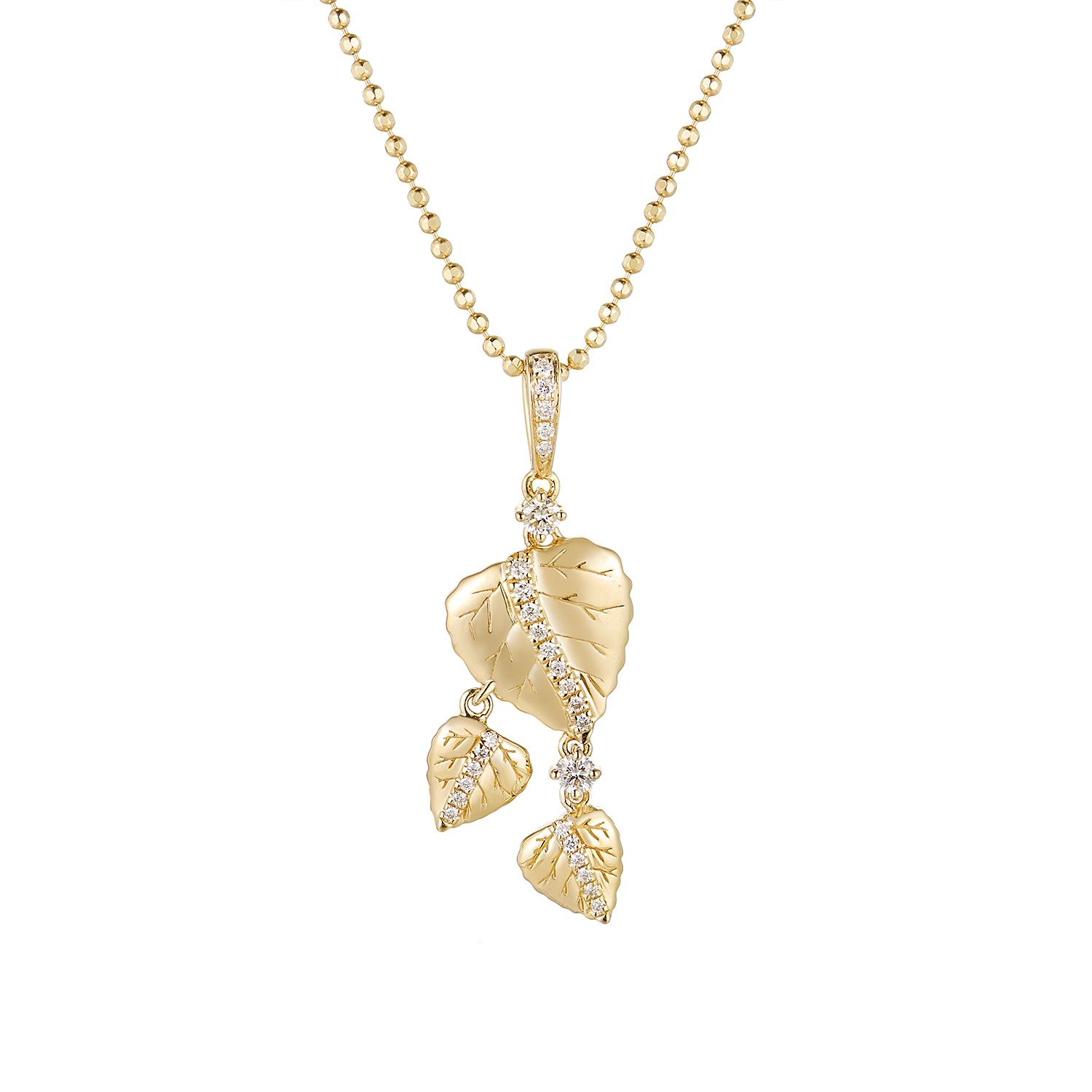 14K Yellow Gold Natural Diamond  Pendant Necklace MZ10015, Colour: Yellow