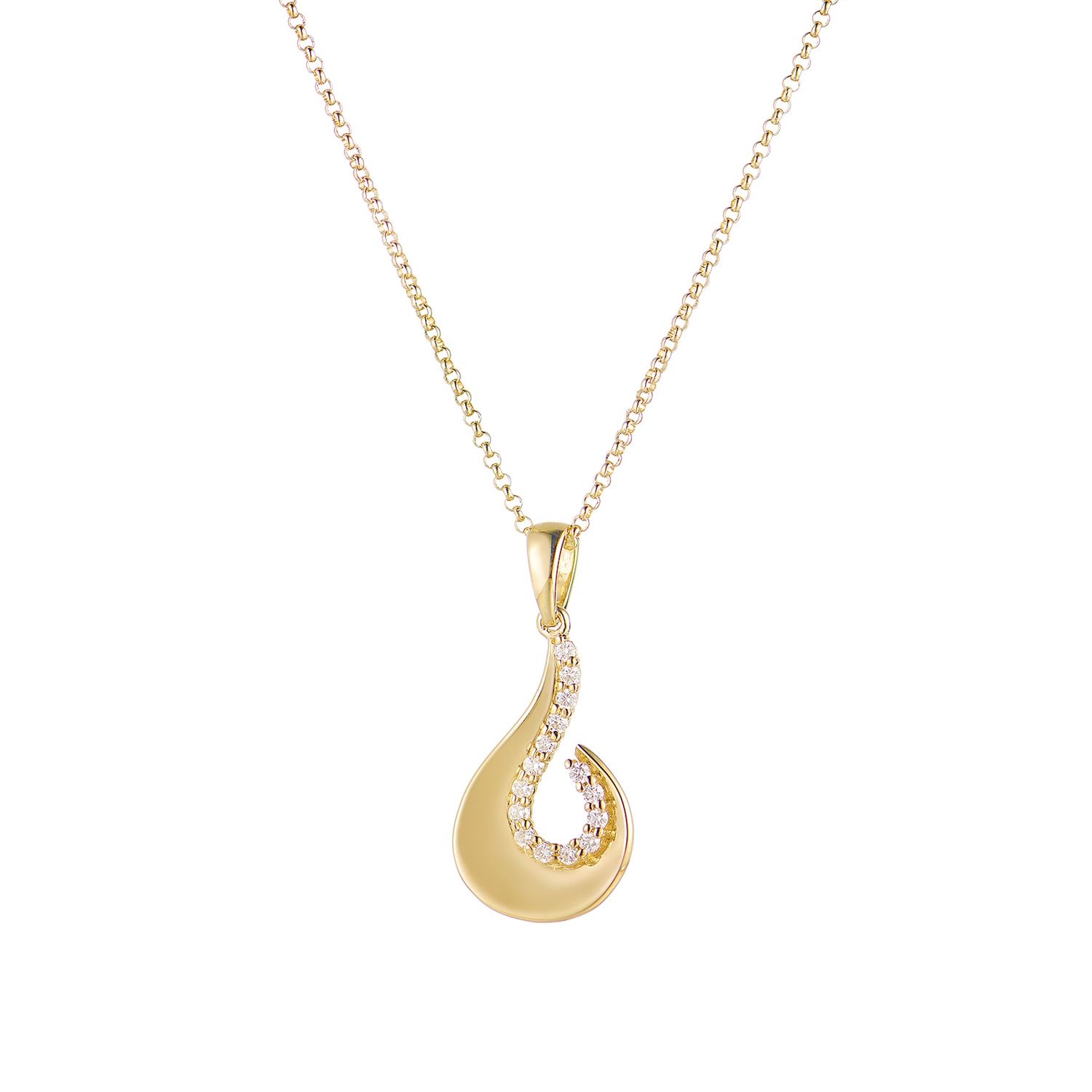 14K Yellow Gold Natural Diamond  Pendant Necklace MZ71929