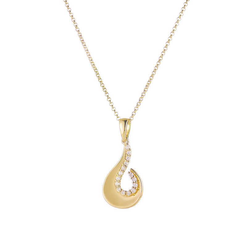 14K Yellow Gold Natural Diamond  Pendant Necklace MZ71929