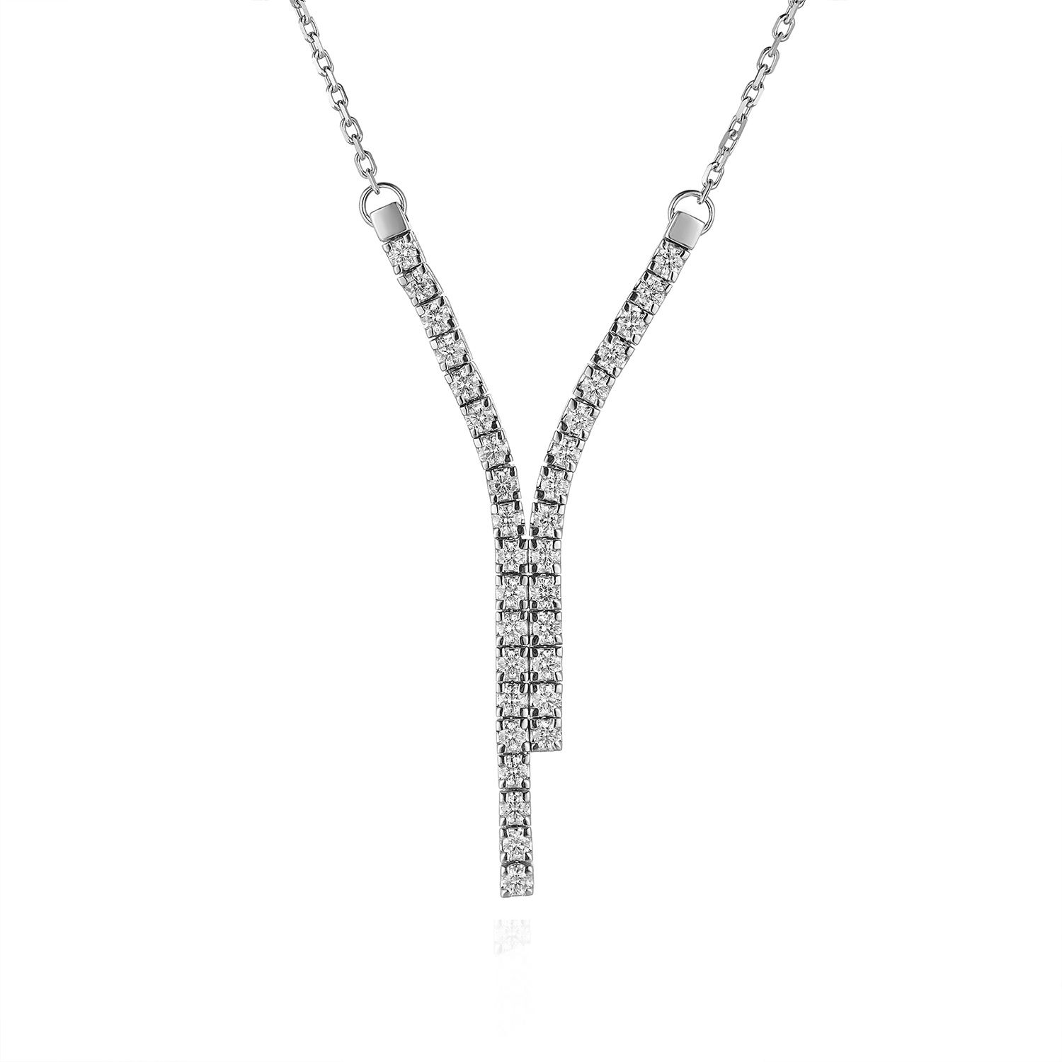 14K White Gold Round Natural Diamond  Pendant Necklace MZ71515