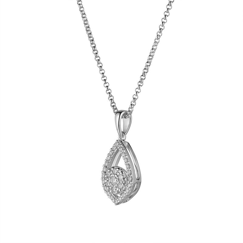 14K White Gold Round Natural Diamond  Pendant Necklace MZ71668