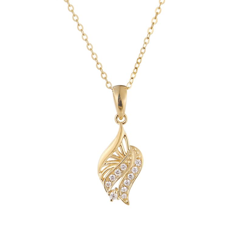14K Yellow Gold Natural Diamond  Pendant Necklace MZ10214