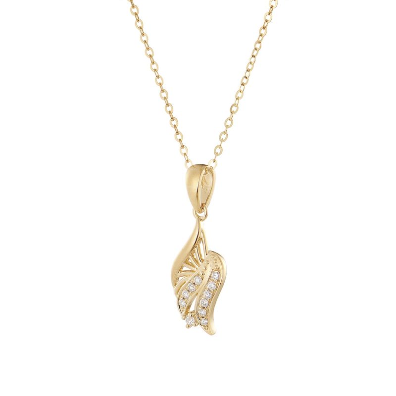 14K Yellow Gold Natural Diamond  Pendant Necklace MZ10214
