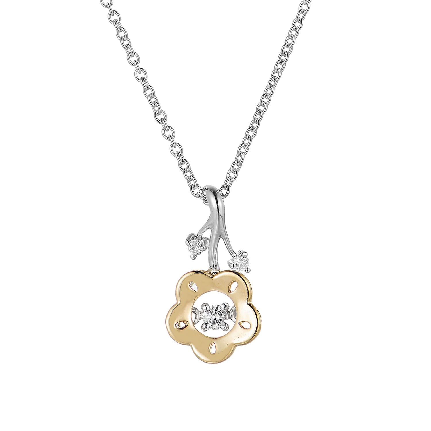 14K Yellow Gold 14K White Gold  Natural Diamond Pendant Necklace MZ71846