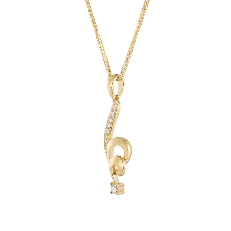 14K Yellow Gold Natural Diamond  Pendant Necklace MZ10233