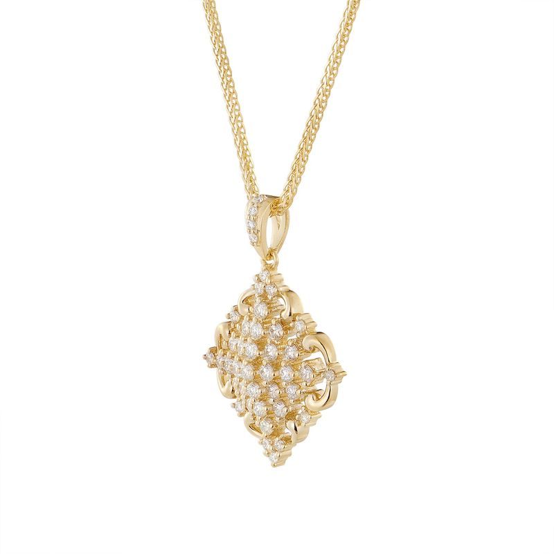 14K Yellow Gold Natural Diamond Pendant Necklace MZ10223