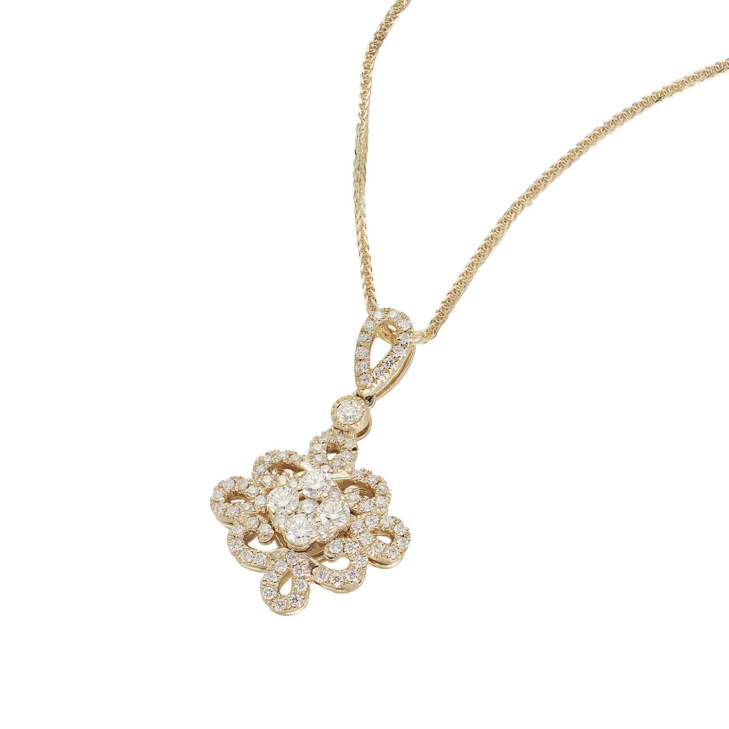 14K Yellow Gold Natural Diamond  Pendant Necklace MZ7986