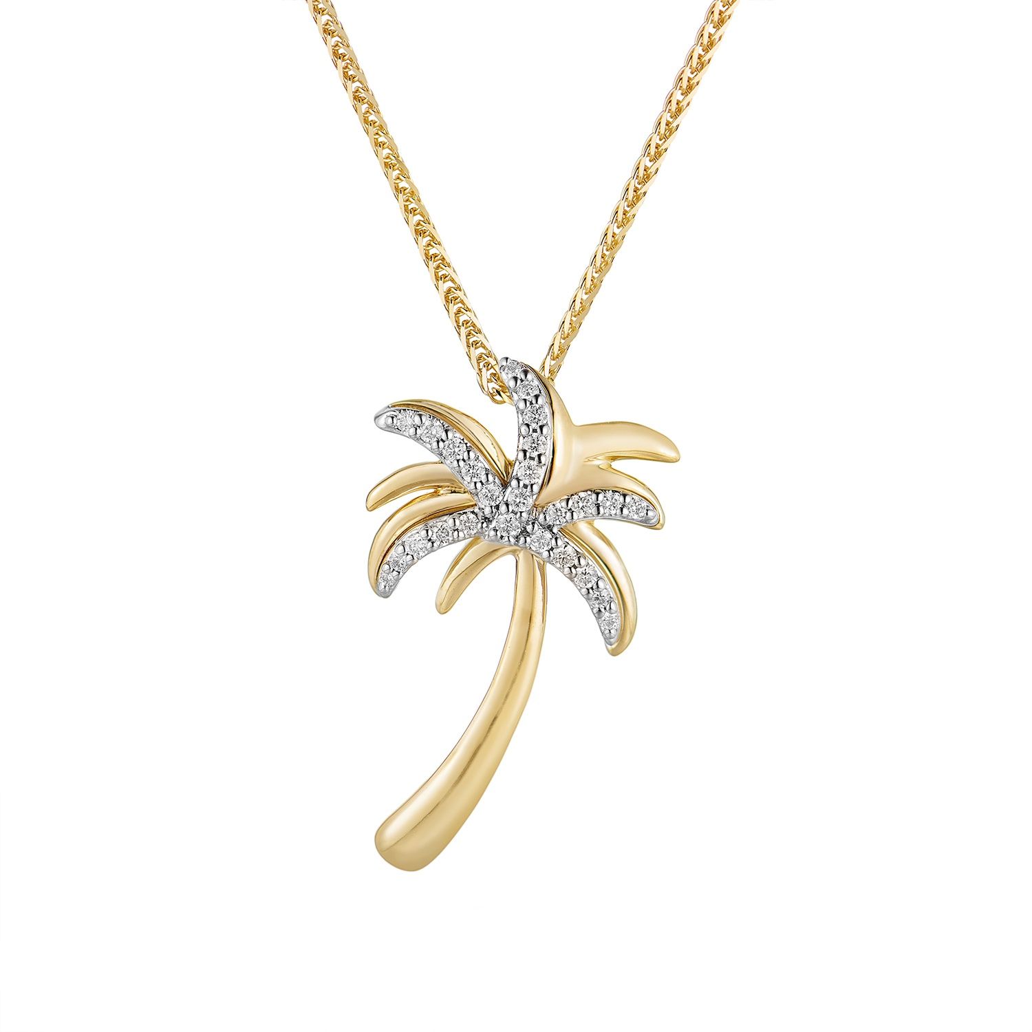 14K Yellow Gold 14K White Gold Natural Diamond  Pendant Necklace MZ71598
