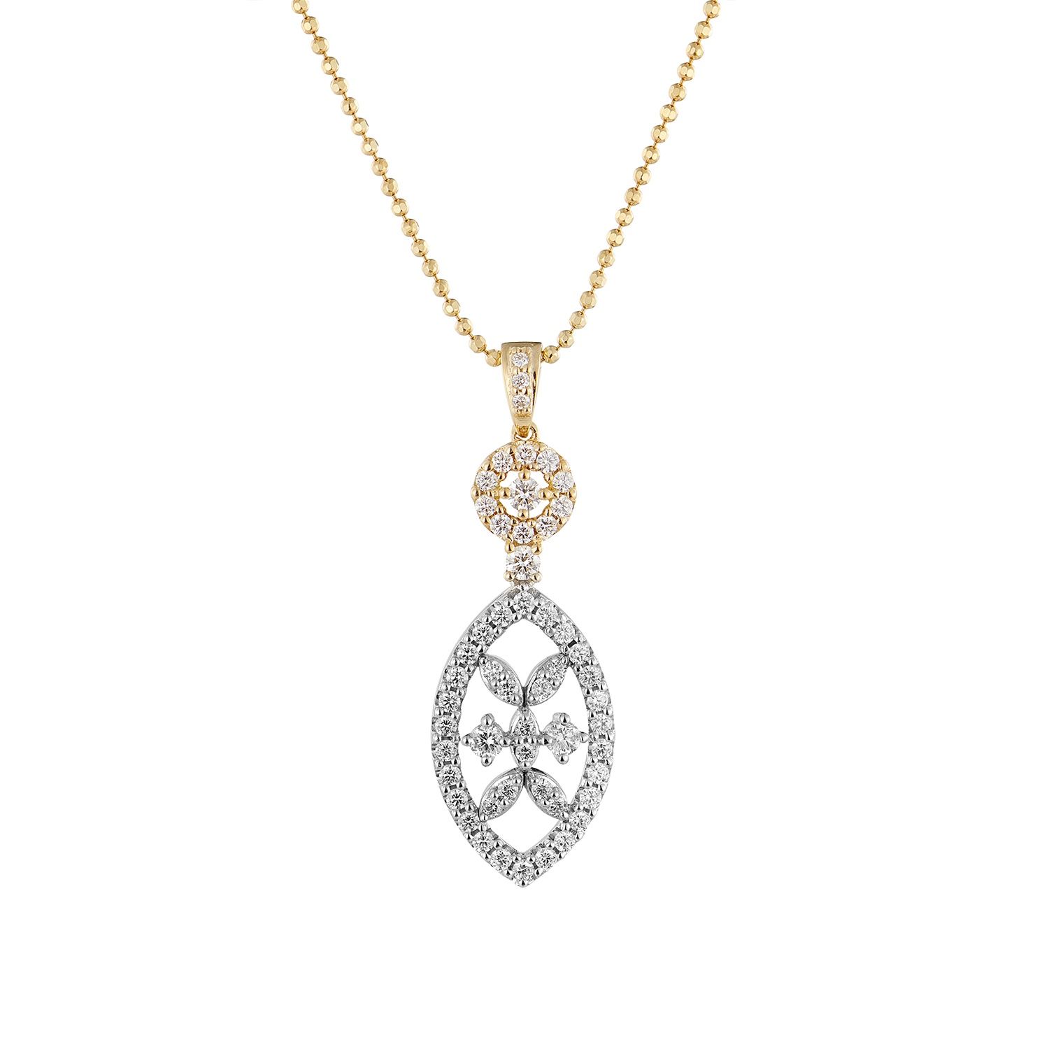 14K Yellow Gold 14K White Gold Natural Diamond Pendant Necklace MZ71989