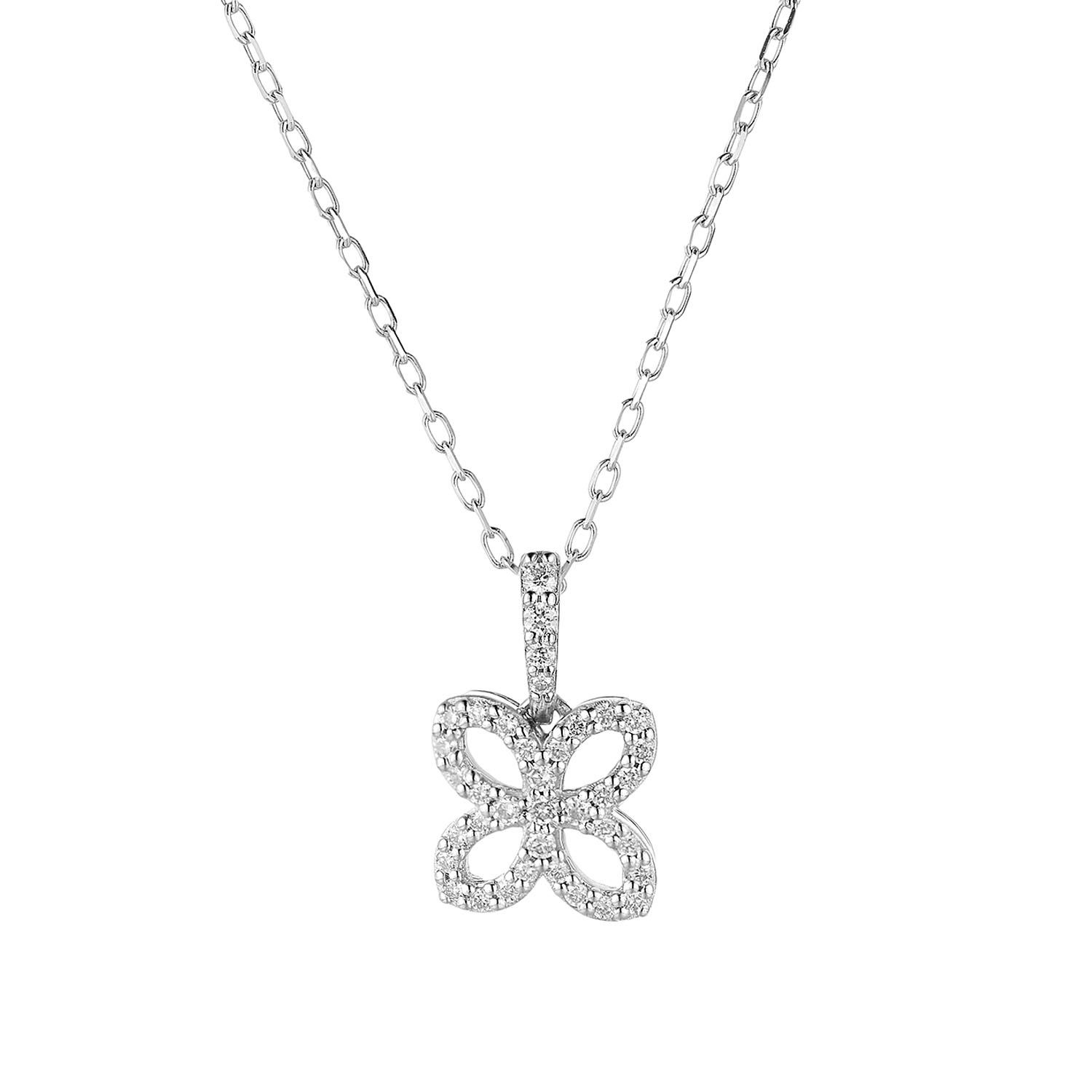 14K White Gold Round Natural Diamond  Pendant Necklace MZ71644
