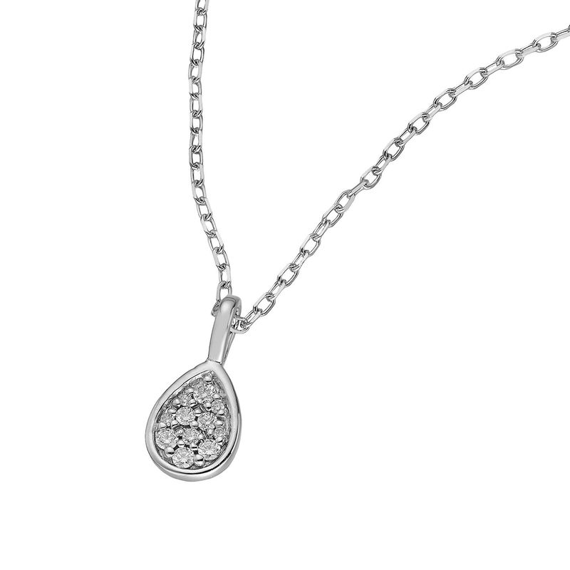 MZ71634 14K White Gold Round Natural Diamond  Pendant Necklace Natural Diamond
