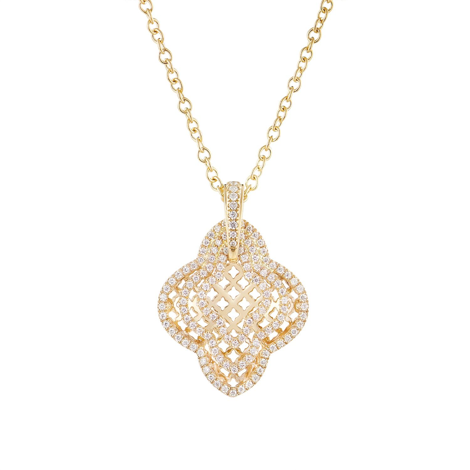 14K Yellow Gold Natural Diamond  Pendant Necklace Natural Diamond MZ10231