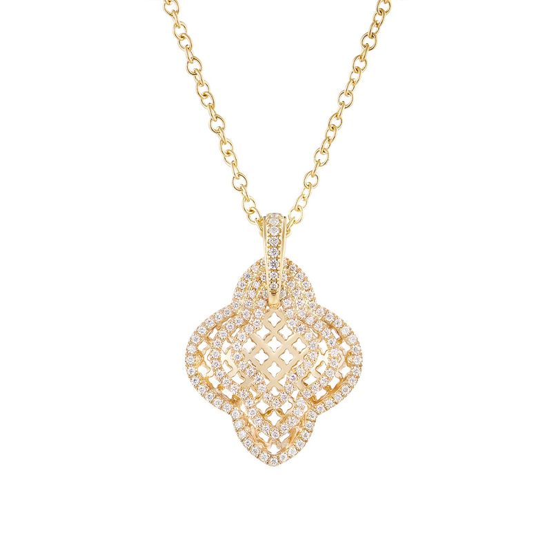 14K Yellow Gold Natural Diamond  Pendant Necklace Natural Diamond MZ10231