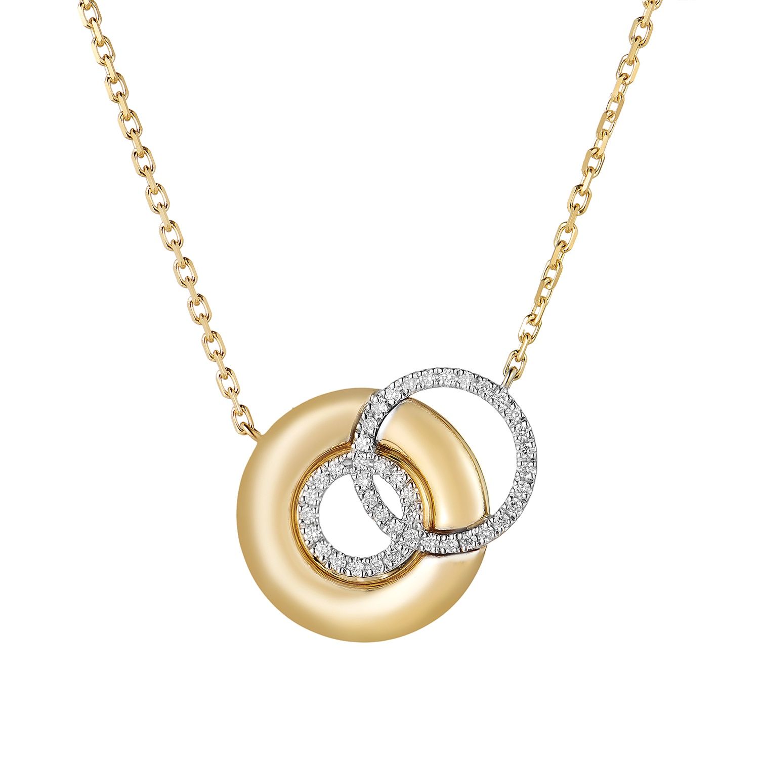 14K Yellow Gold 14K White Gold Pendant Necklace Natural Diamond MZ71684