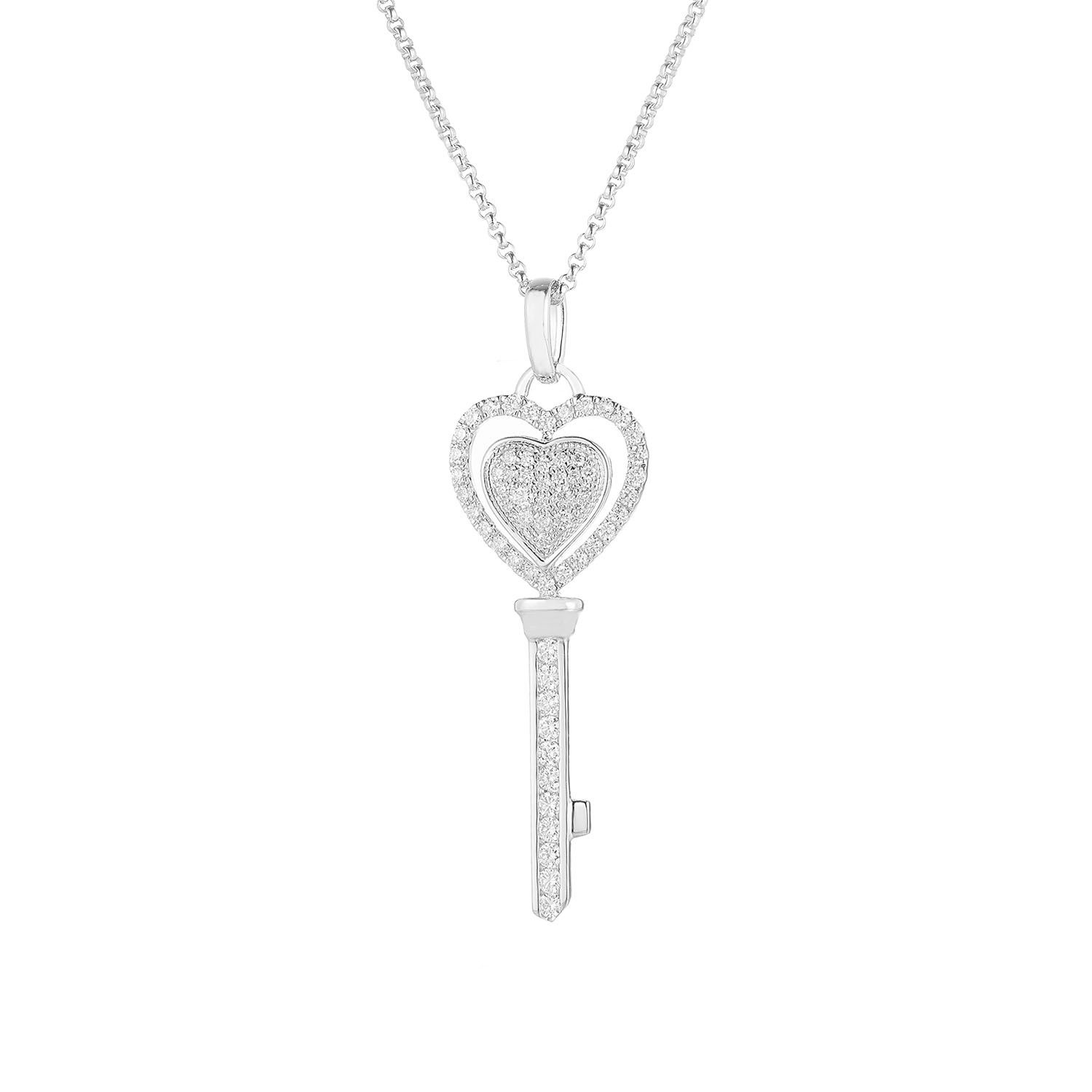 14K White Gold Round Natural Diamond  Pendant MZ9349 Natural Diamond