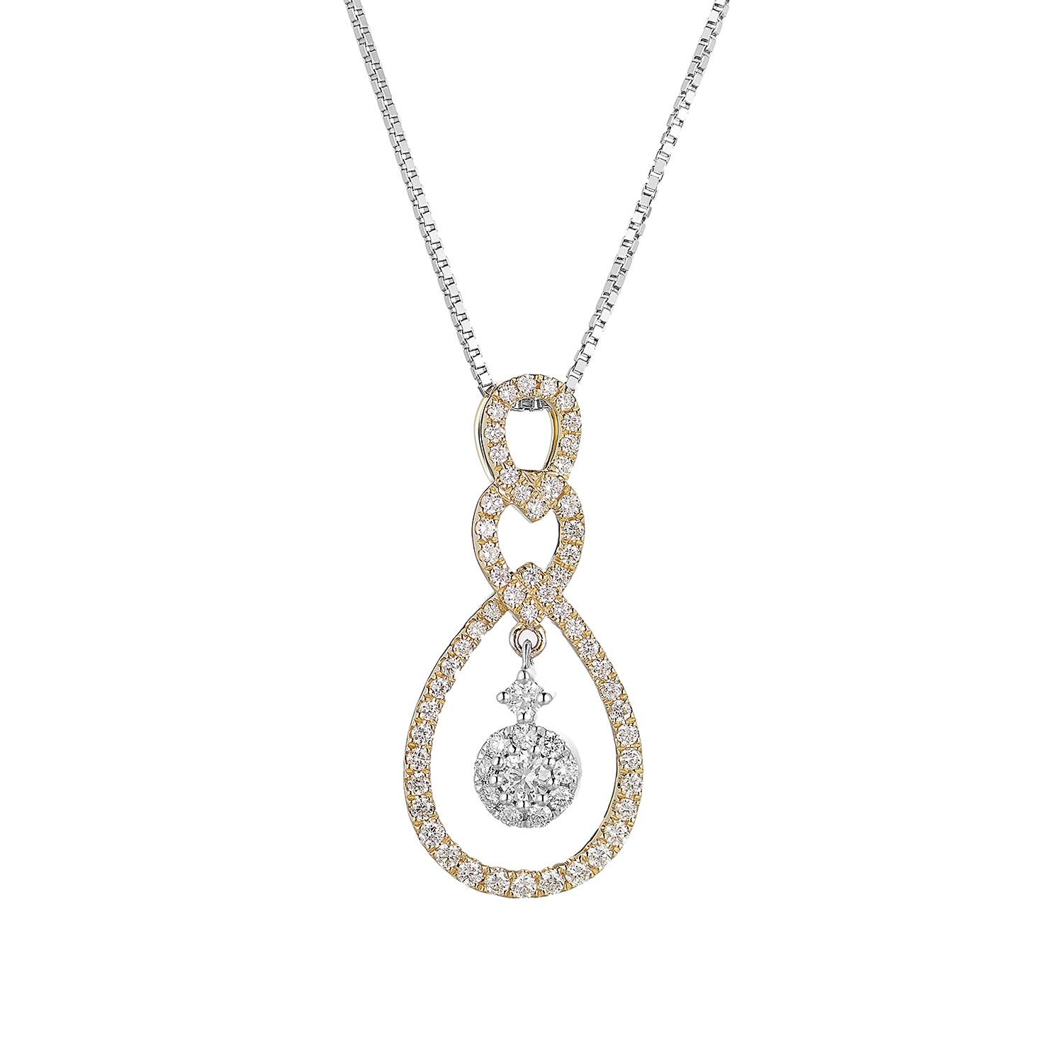14K White Gold 14K Rose Gold Pendant Necklace Natural Diamond MZ61705