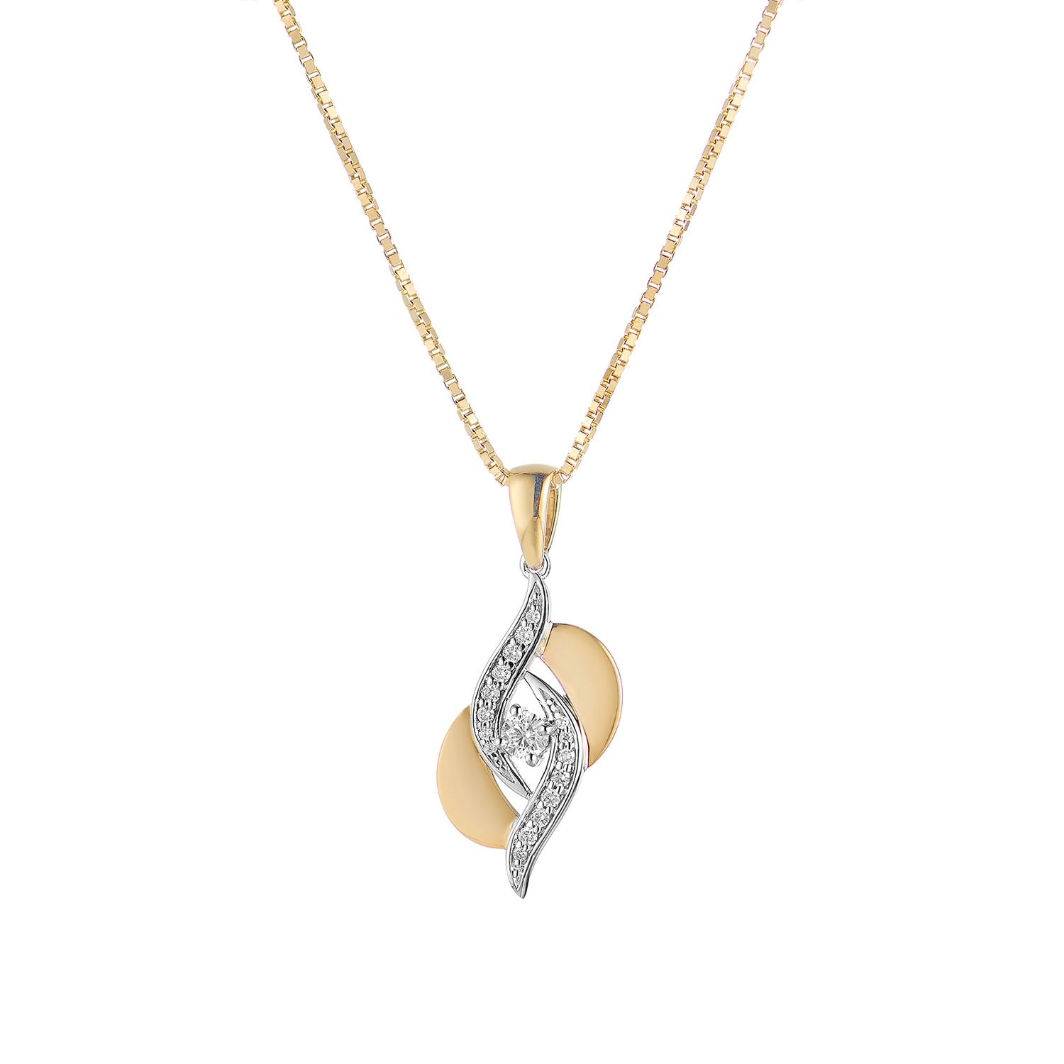 MZ71914 14K White Gold 14K Yellow Gold Natural Diamond  Pendant Necklace Natural Diamond