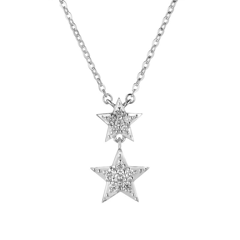 14K White Gold Round Natural Diamond  Pendant Necklace MZ10052 Natural Diamond