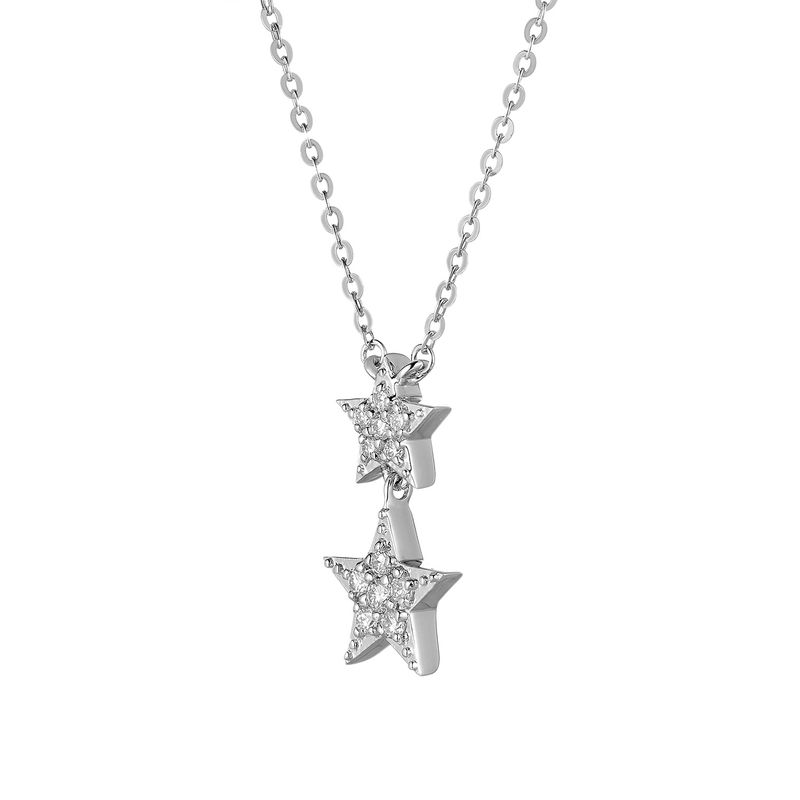 14K White Gold Round Natural Diamond  Pendant Necklace MZ10052 Natural Diamond