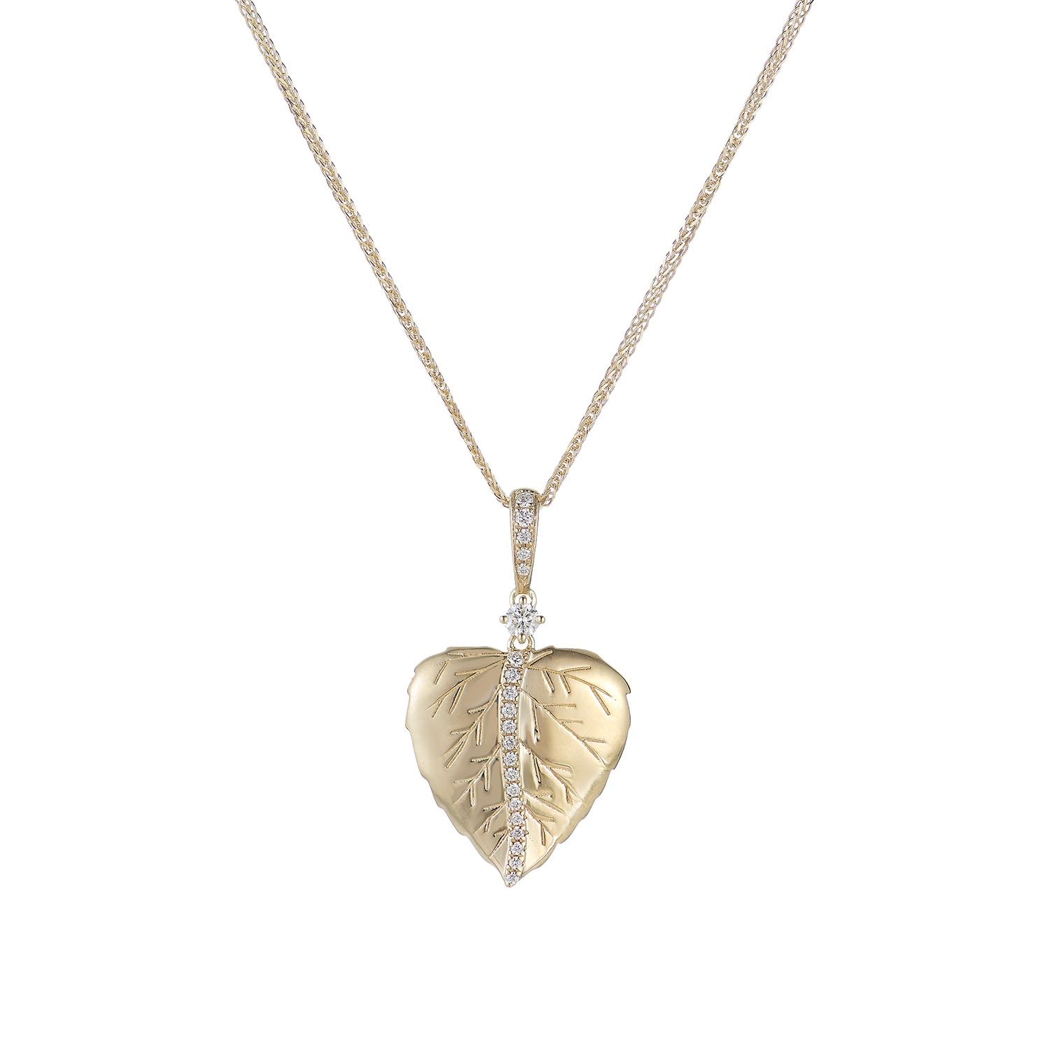 14K Yellow Gold Round Natural Diamond  Pendant Necklace MZ9975