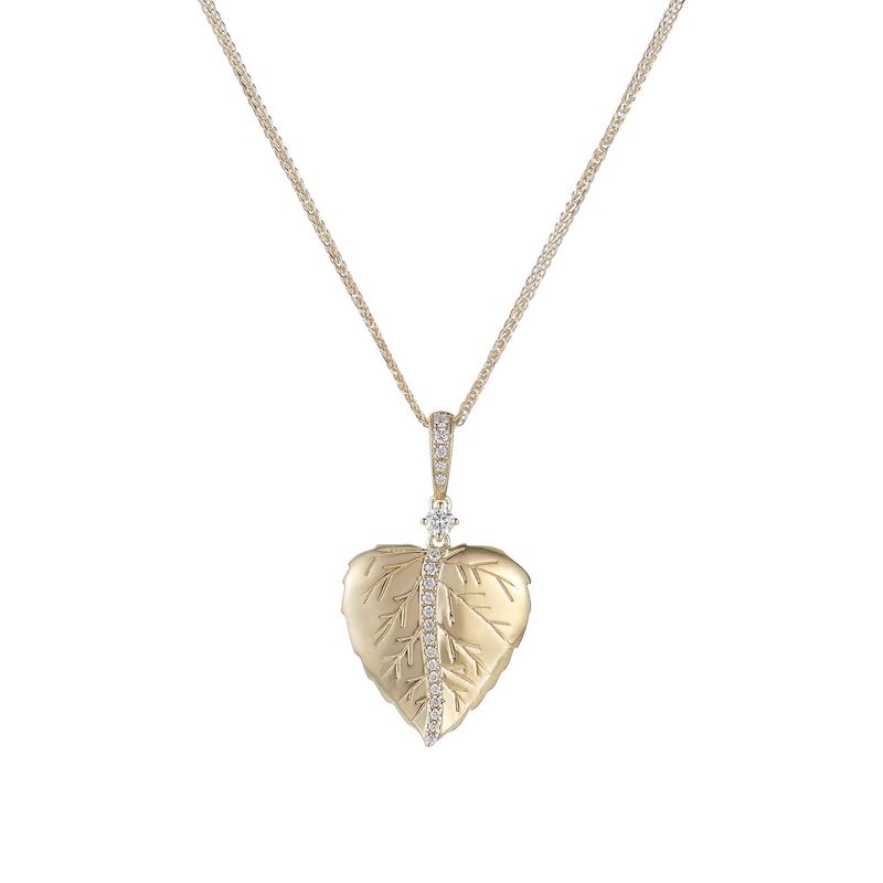 14K Yellow Gold Round Natural Diamond  Pendant Necklace MZ9975