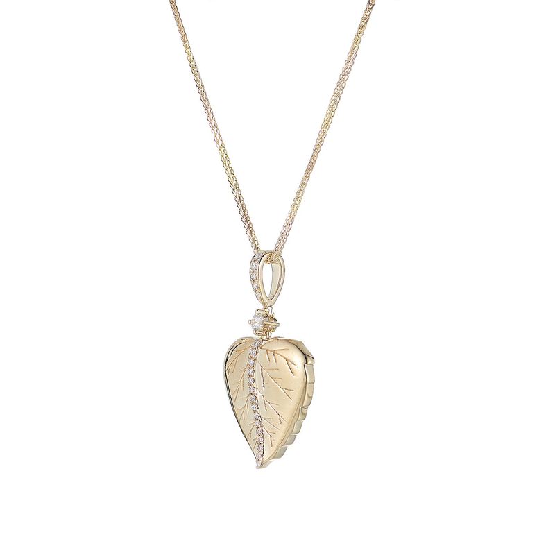 14K Yellow Gold Round Natural Diamond  Pendant Necklace MZ9975