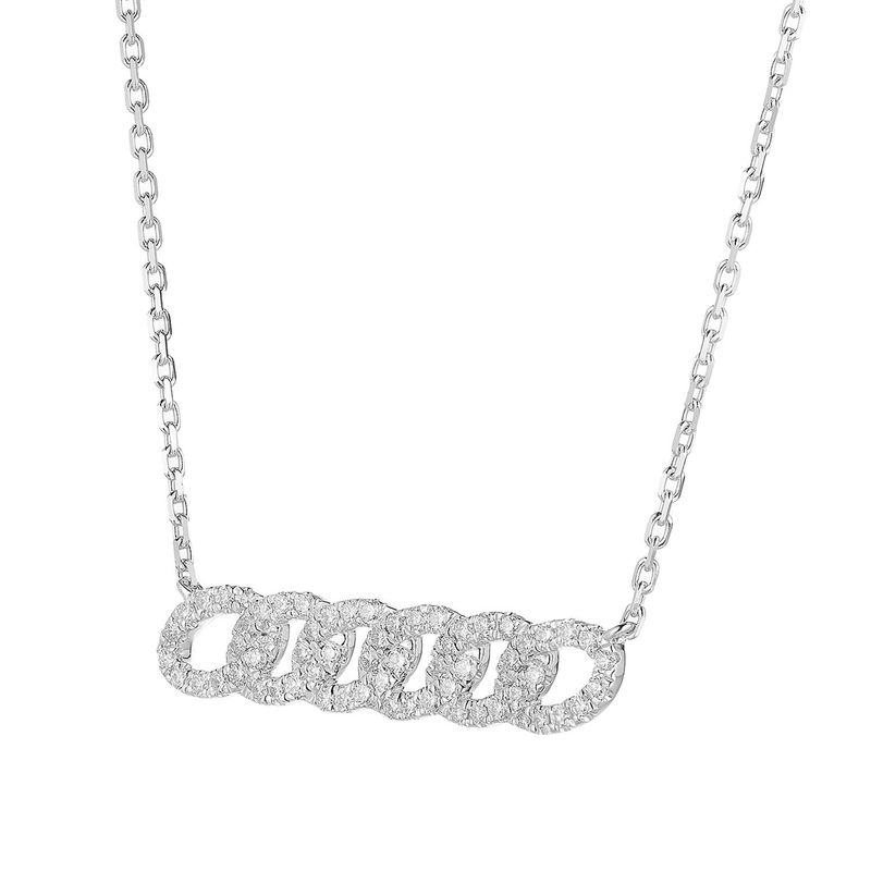 14K White Gold Round Natural Diamond  Pendant Necklace MZ71056