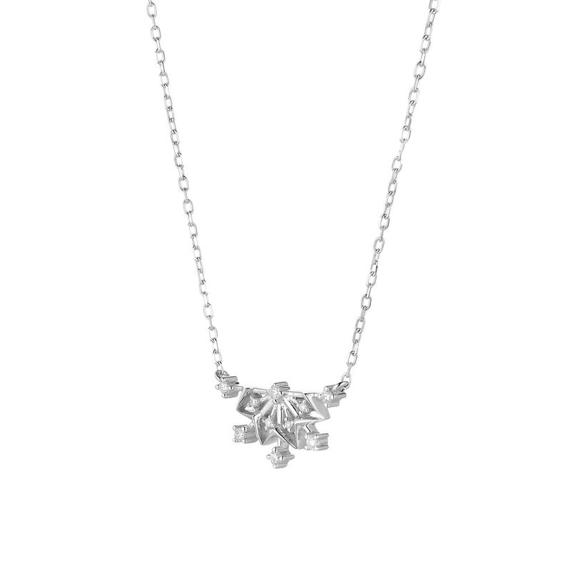 14K White Gold Natural Diamond  Pendant Necklace MZ10087