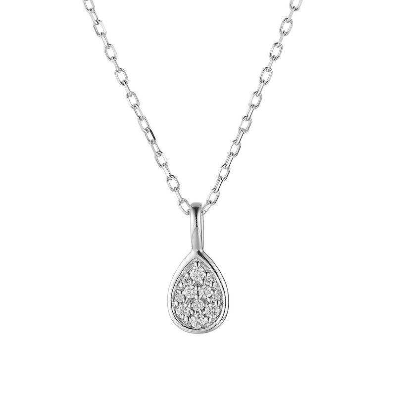 MZ71634 14K White Gold Round Natural Diamond  Pendant Necklace Natural Diamond
