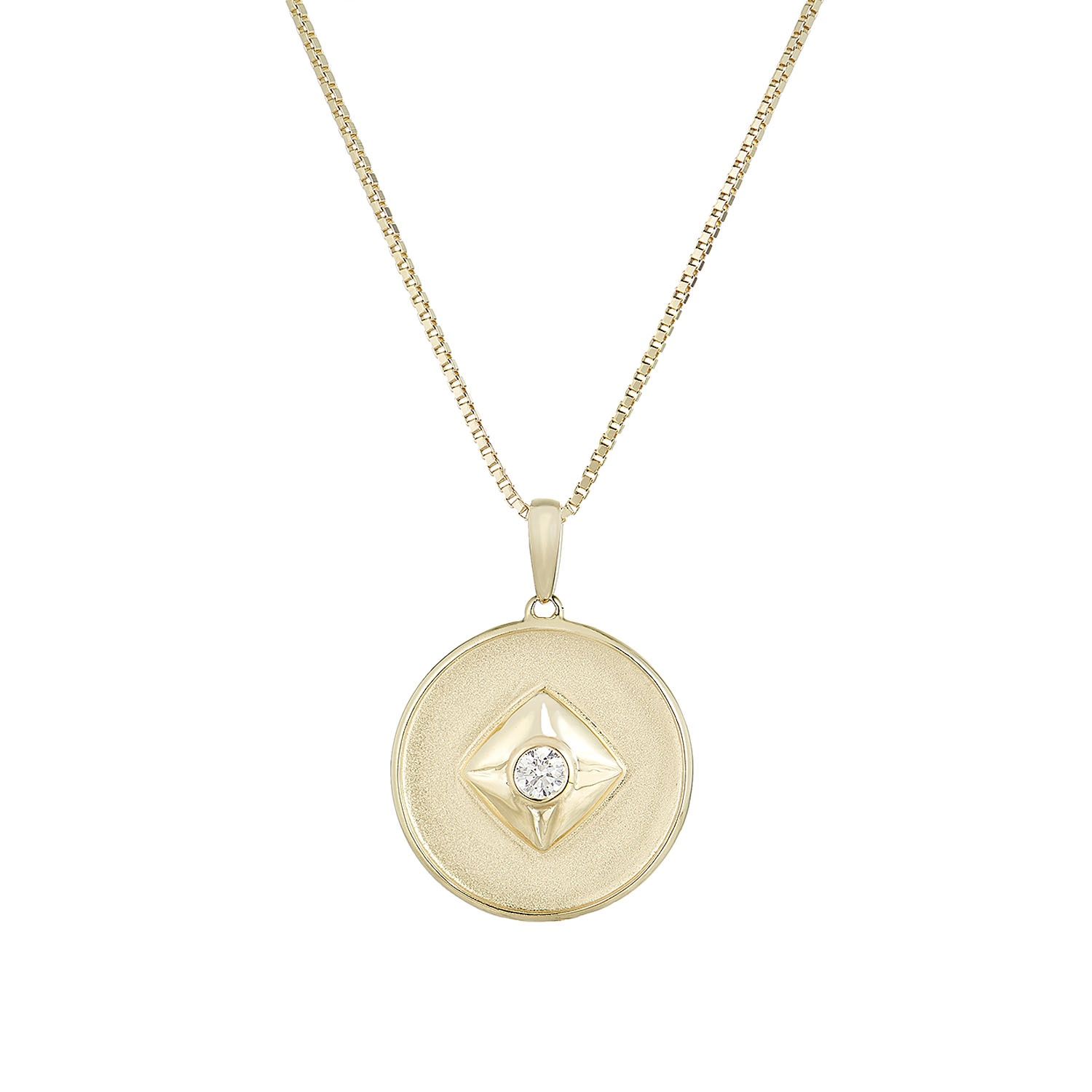 14K Yellow Gold Round Natural Diamond  Pendant Necklace MZ71041