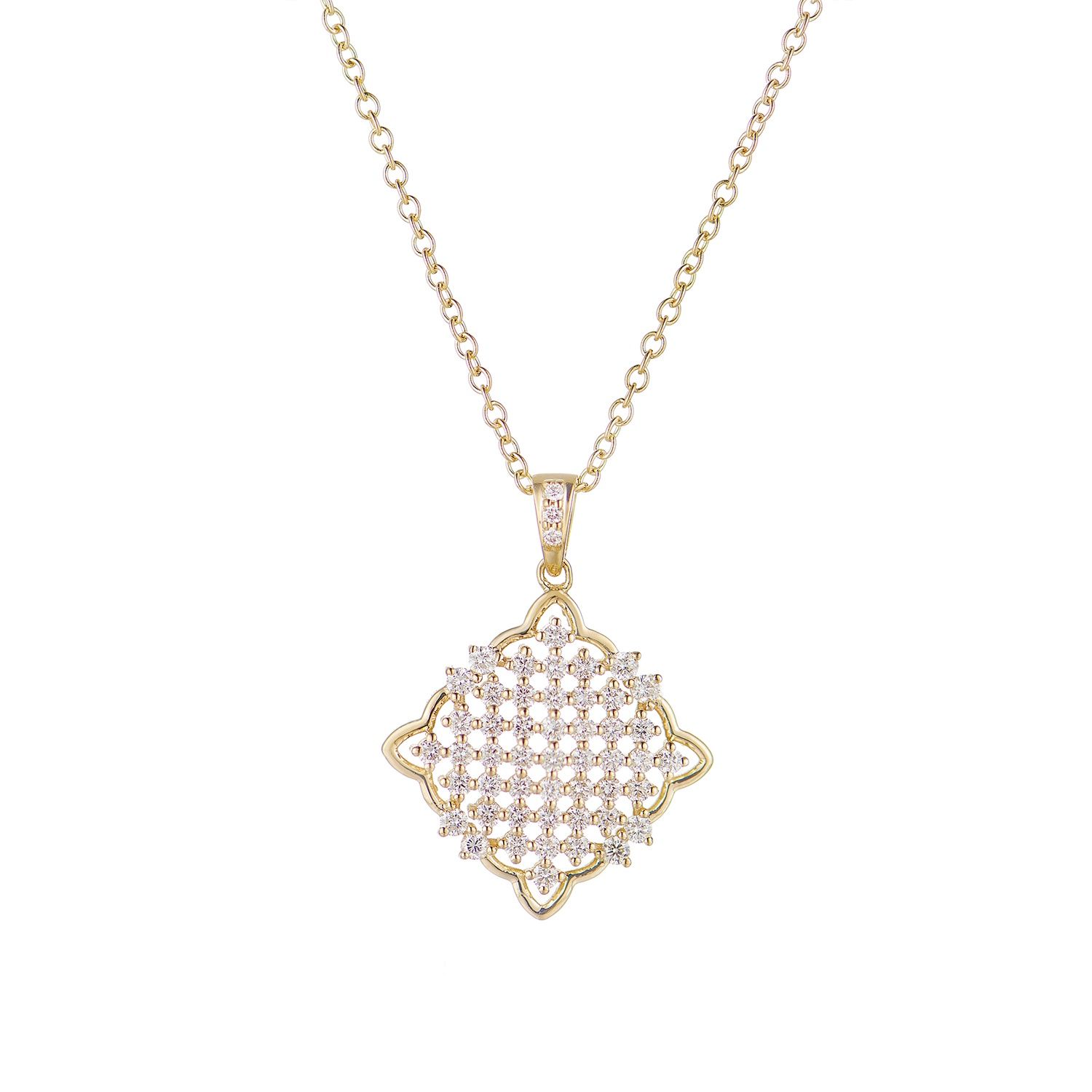14K Yellow Gold Natural Diamond  Pendant Necklace MZ71941