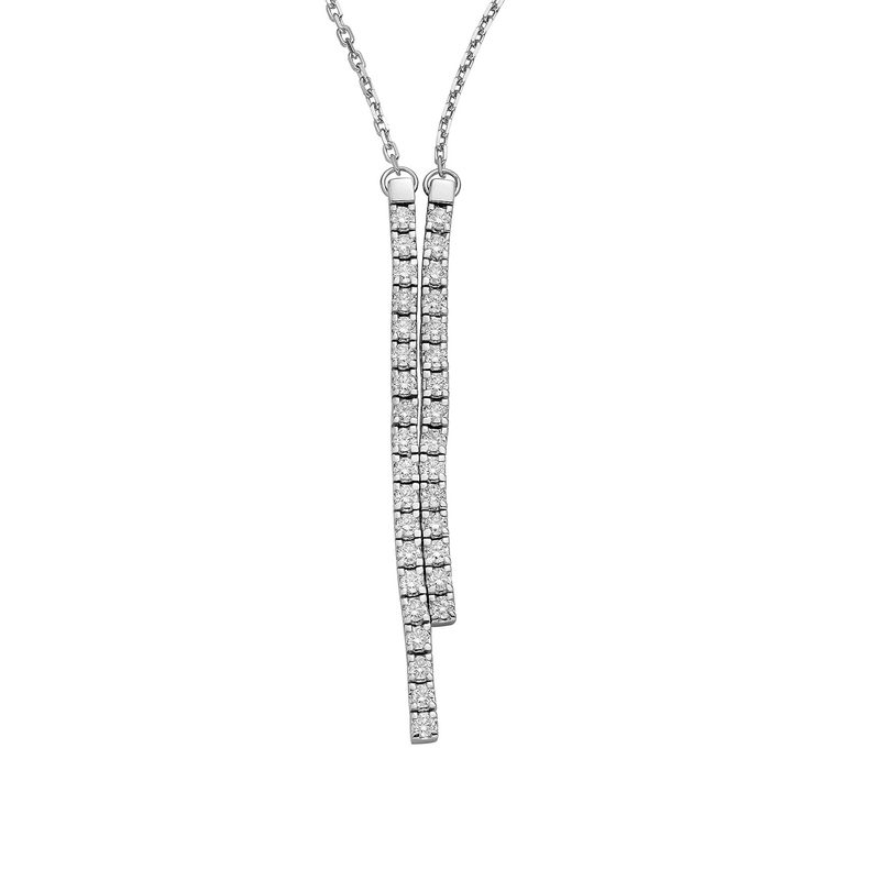 14K White Gold Round Natural Diamond  Pendant Necklace MZ71515