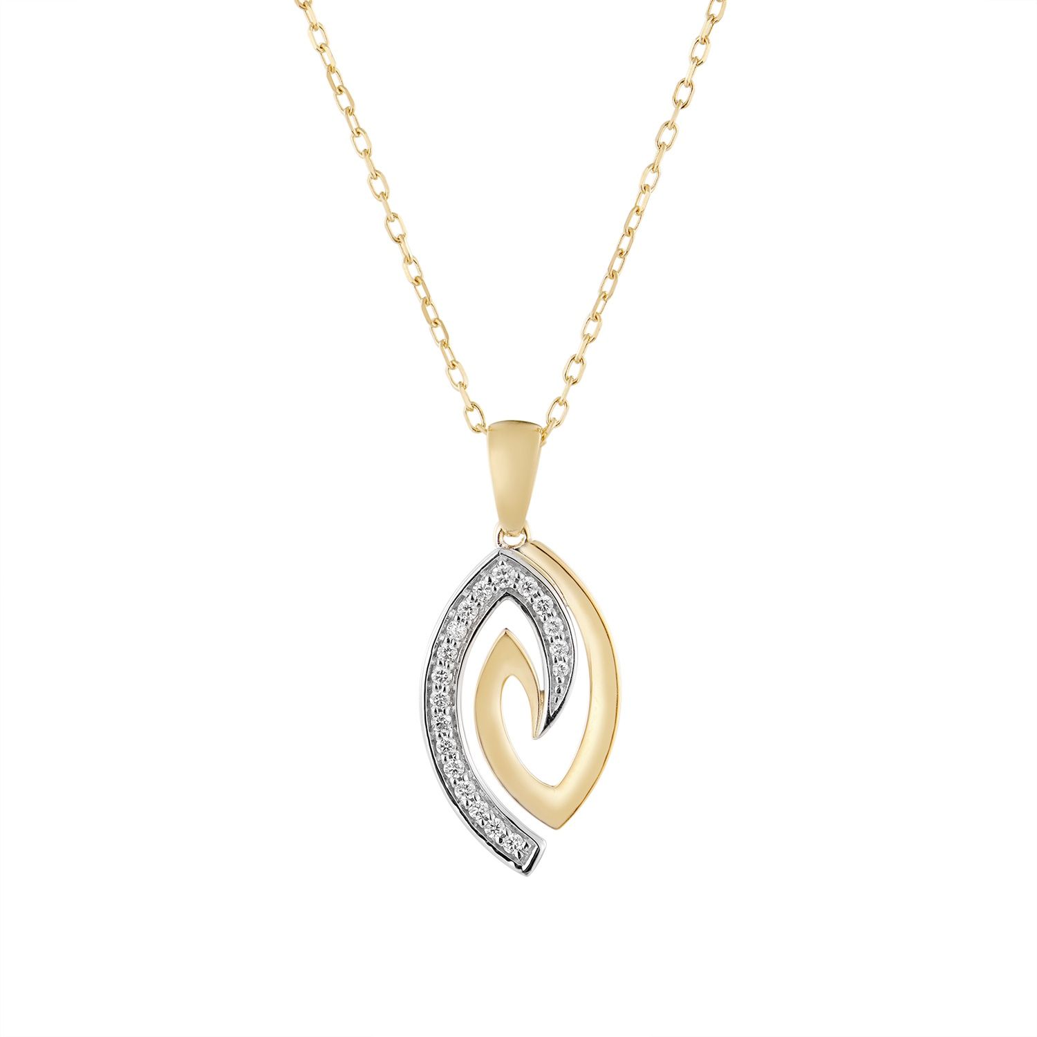 14K White Gold 14K Yellow Gold Pendant Necklace Natural Diamond MZ71969