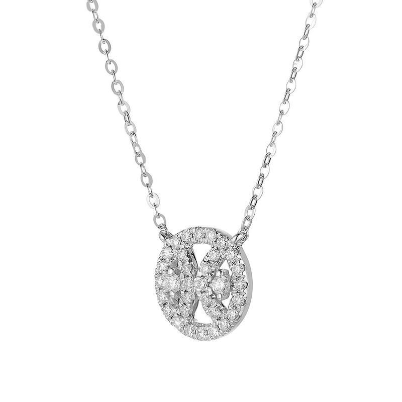 14K White Gold Natural Diamond  Pendant Necklace MZ71696