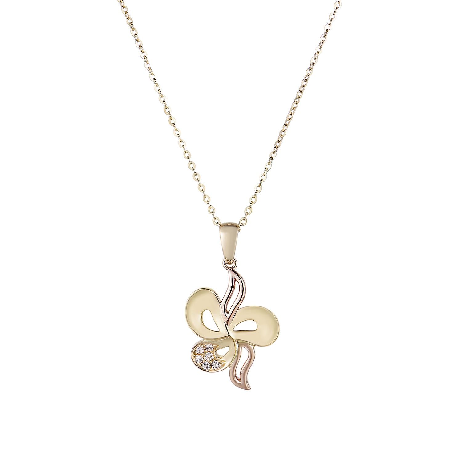14K Rose Gold 14K Yellow Gold Natural Diamond  Pendant Necklace MZ10185