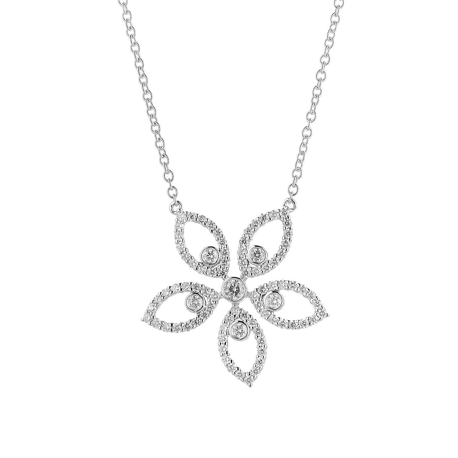 MZ9848 14K White Gold Natural Diamond  Pendant Necklace Natural Diamond