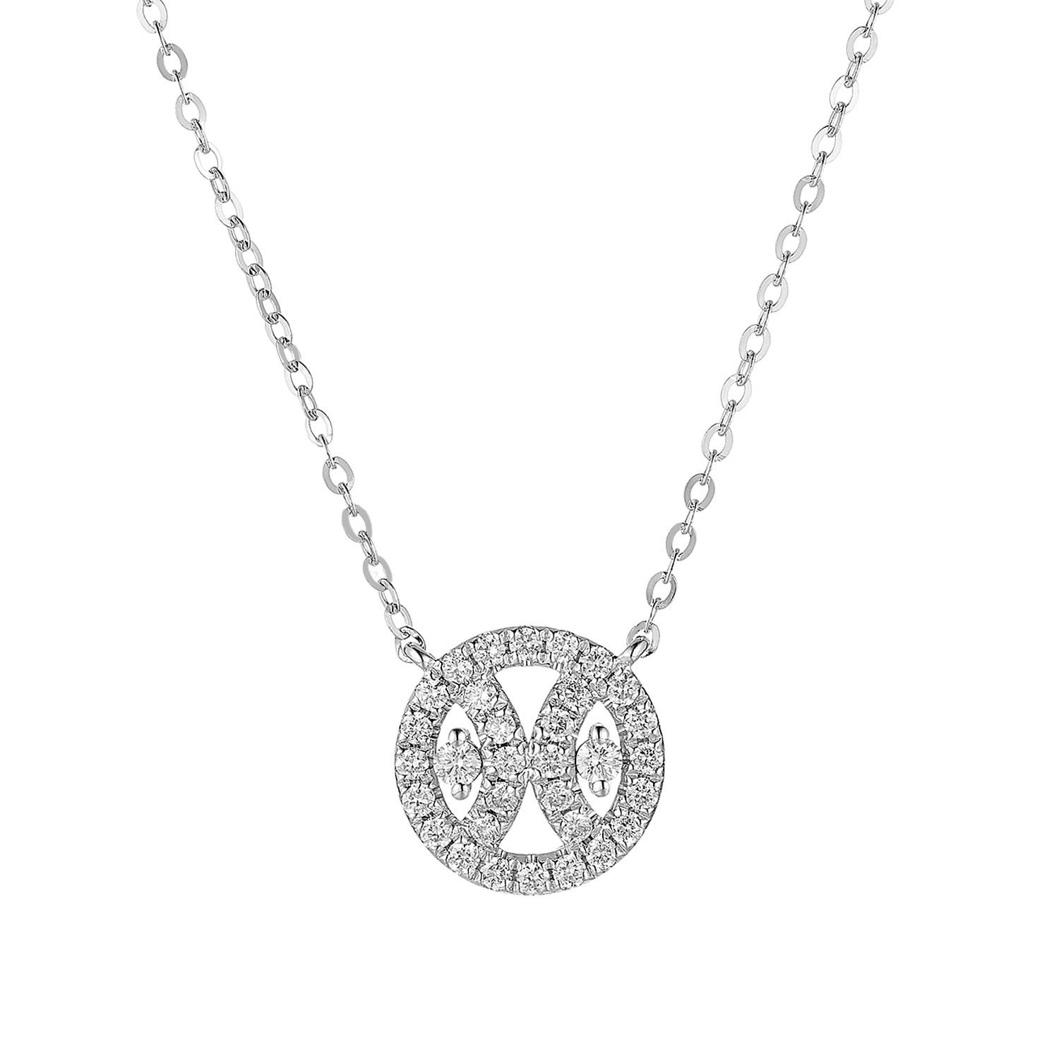 14K White Gold Natural Diamond  Pendant Necklace MZ71696