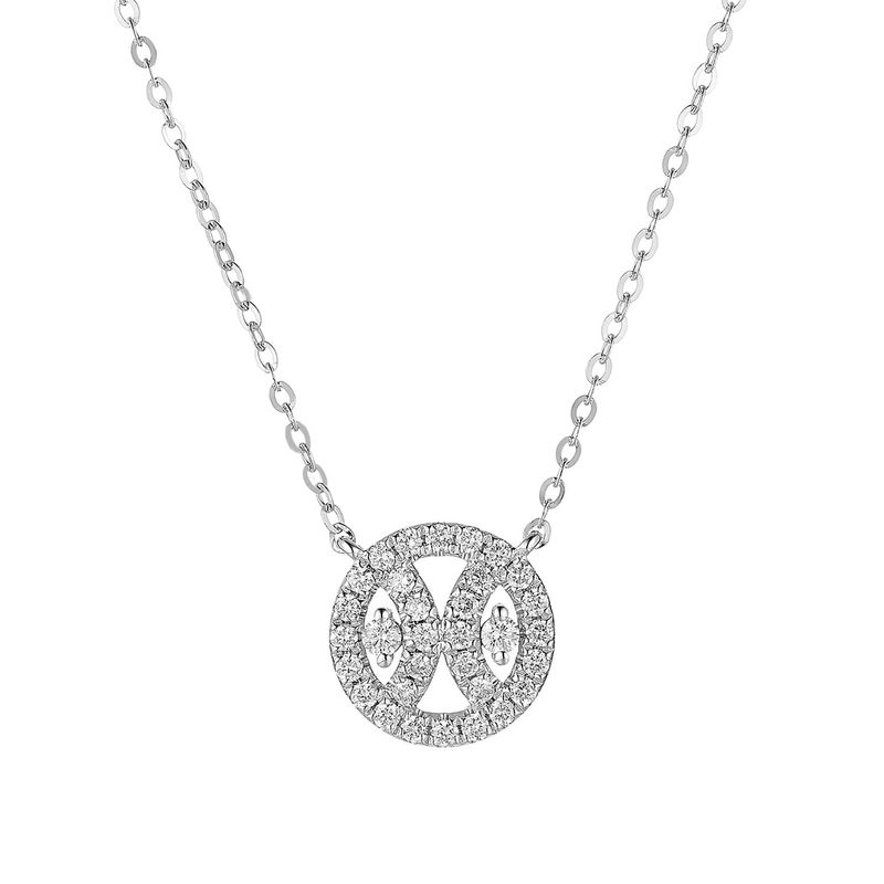14K White Gold Natural Diamond  Pendant Necklace MZ71696