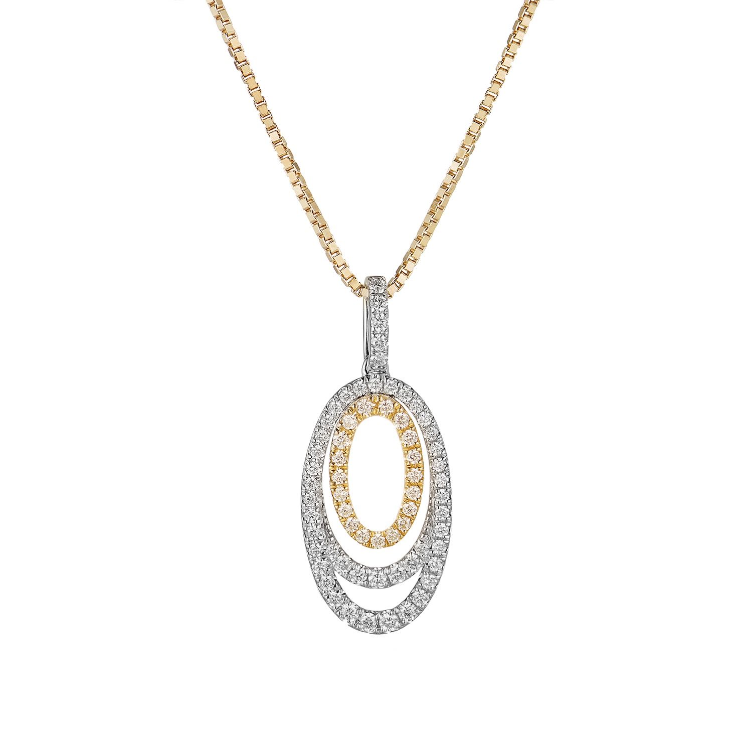 14K Yellow Gold 14K White Gold Natural Diamond  Pendant Necklac MZ71580