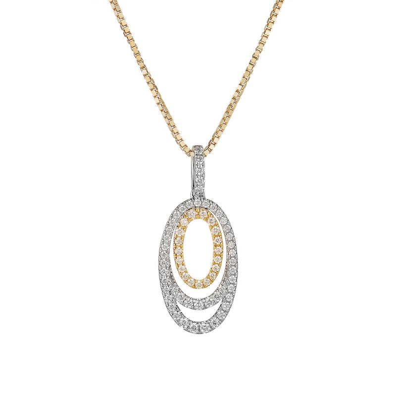 14K Yellow Gold 14K White Gold Natural Diamond  Pendant Necklac MZ71580