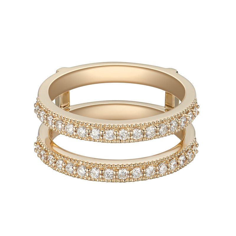 14K Yellow Gold Round Natural Diamond  Milgrain Enhancer Ring MZ1737 Natural Diamond