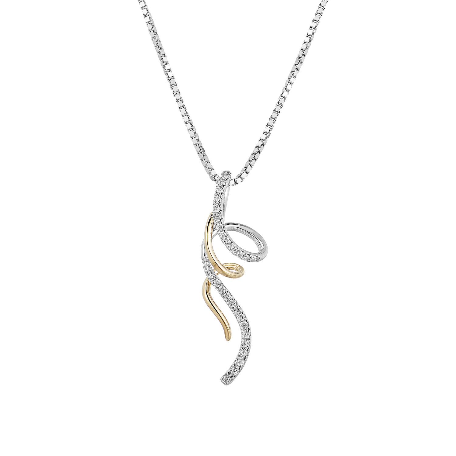 14K Yellow Gold 14K White Gold Natural Diamond  Pendant Necklace MZ9783