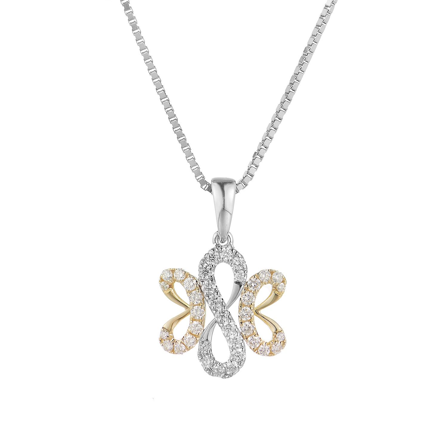14K Yellow Gold 14K White Gold Natural Diamond  Pendant Necklace MZ71024