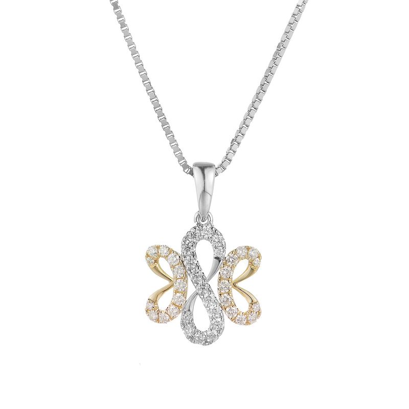 14K Yellow Gold 14K White Gold Natural Diamond  Pendant Necklace MZ71024