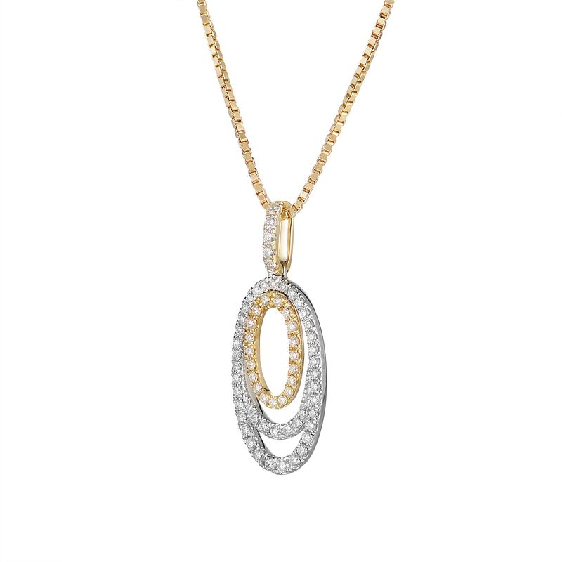 14K Yellow Gold 14K White Gold Natural Diamond  Pendant Necklac MZ71580