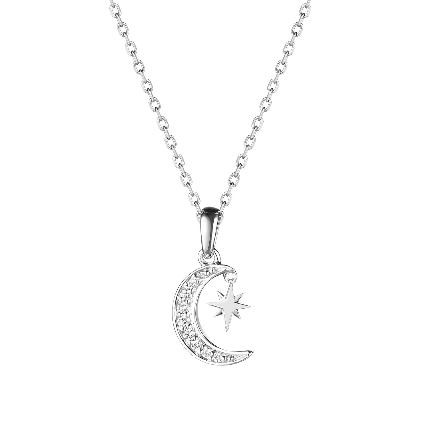 14K White Gold Round Natural Diamond  Pendant MZ61115 Natural Diamond